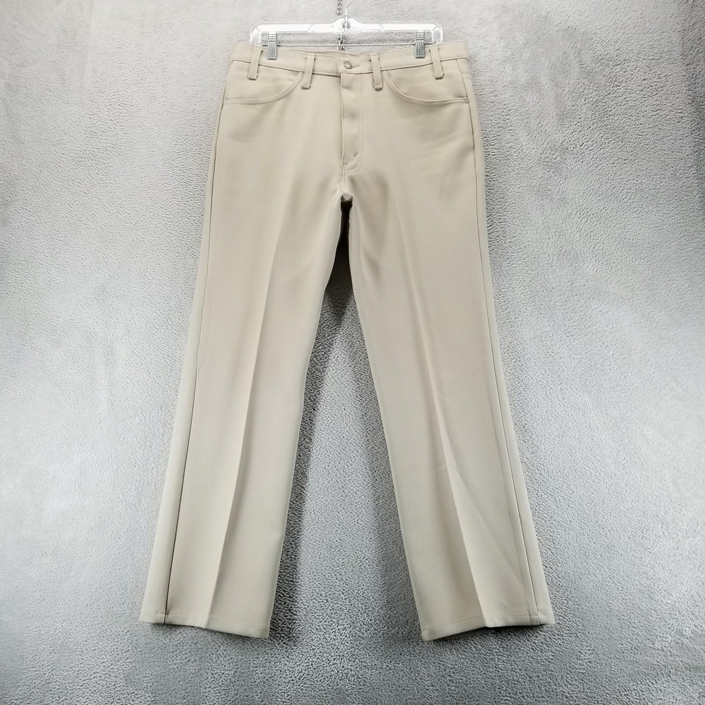VTG Levi's Pants Mens 34x30 Beige Khakis Regular Straight Polyester Trousers 80s
